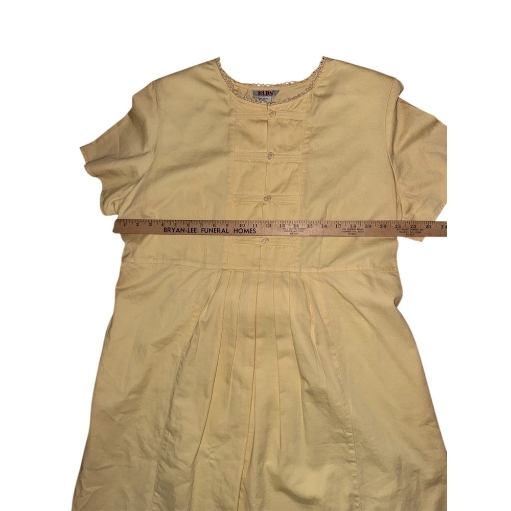 FADS Dress Womens Plus Size 16W Yellow Midi Cottagecore Button Front vintage 80s - Picture 4 of 10